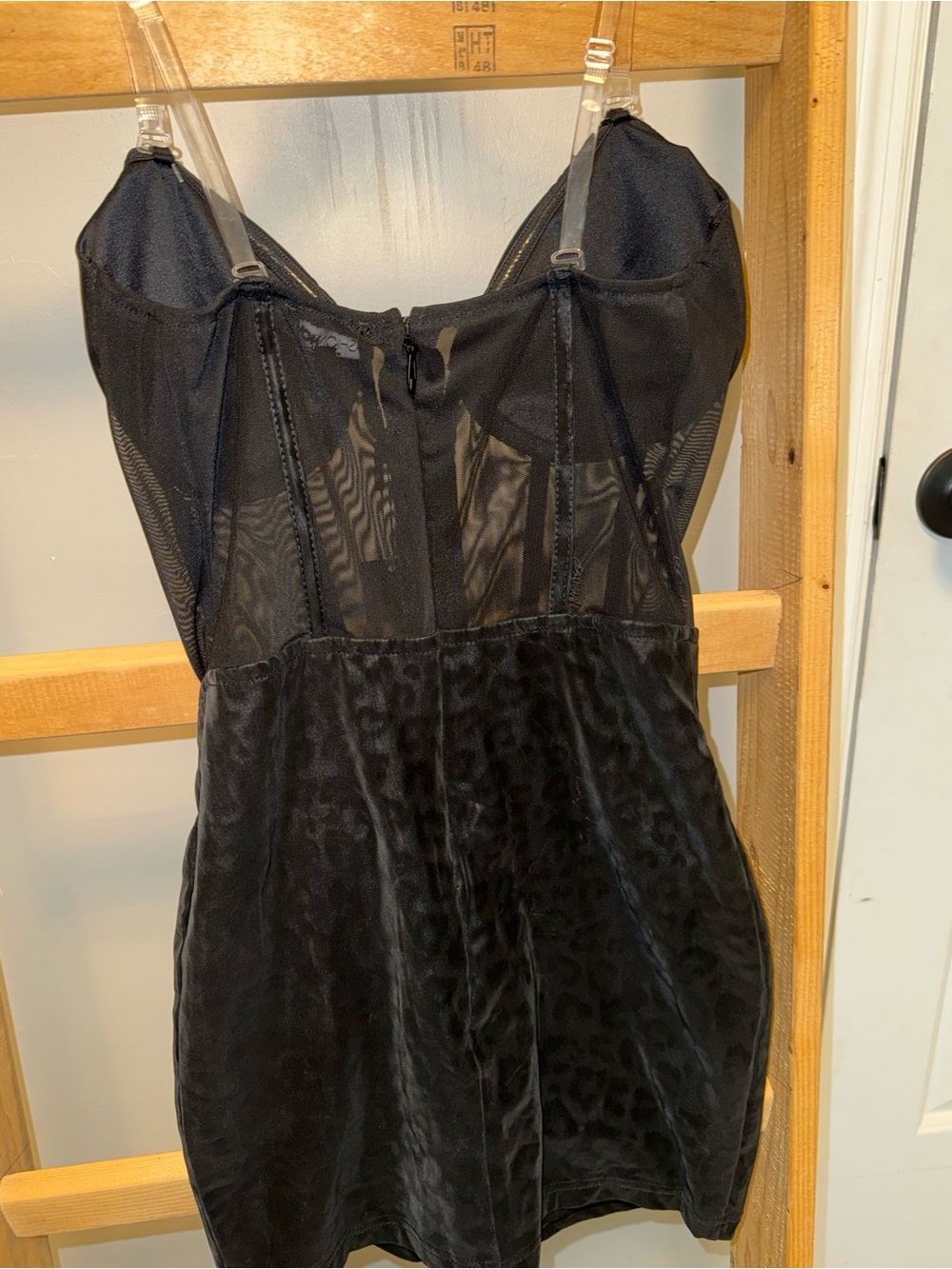 NWT Fashion Nova Black Leopard-Print Bustier Chemise - Picture 6 of 14